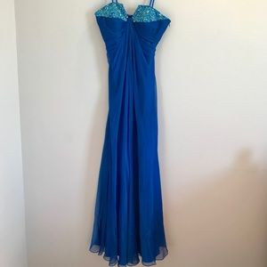 NWT blue La Femme gown with rhinestones